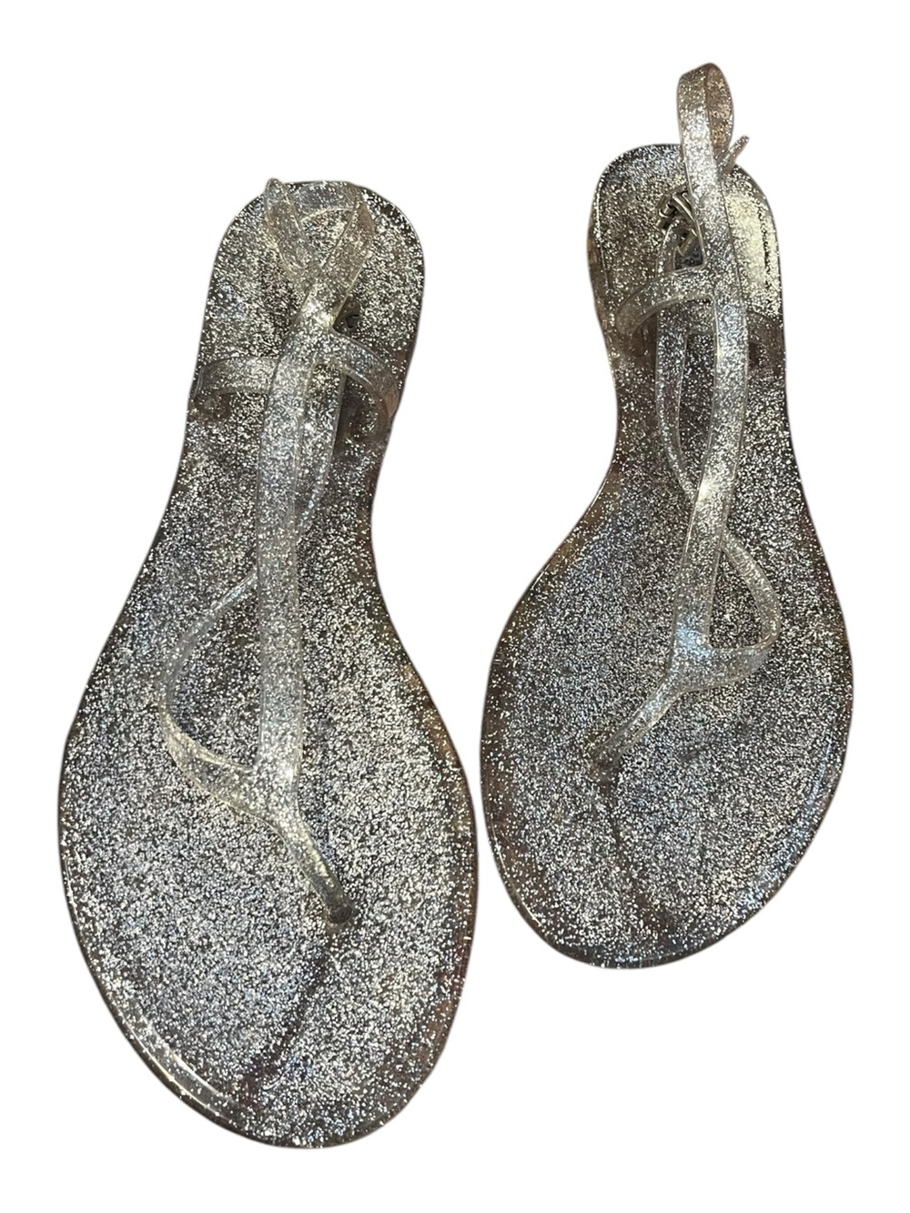 J. Crew Women's Silver Glittery Jelly Thong Sandals Women's Size 9 US M